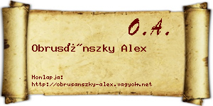 Obrusánszky Alex névjegykártya